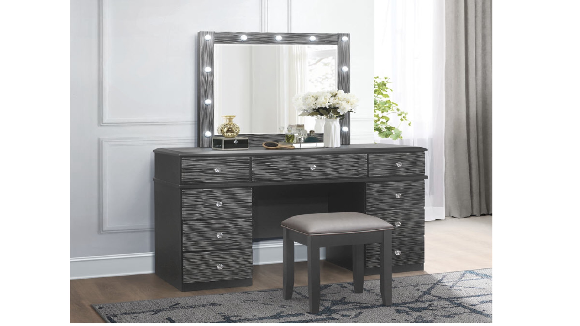 ADDISON-METALLIC GREY-VANITY SET